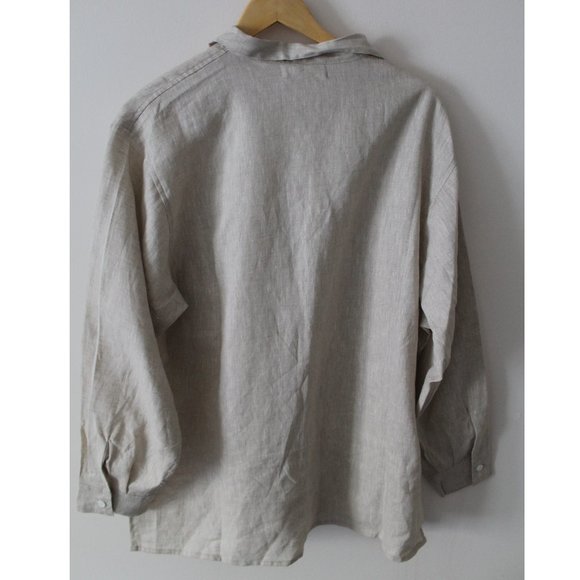 Frankie on Friday Joey Button Down Linen Blouse / Large / Flax Oversized - Picture 8 of 11